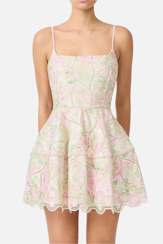 Elliatt Indria Mini Dress in Green Multi