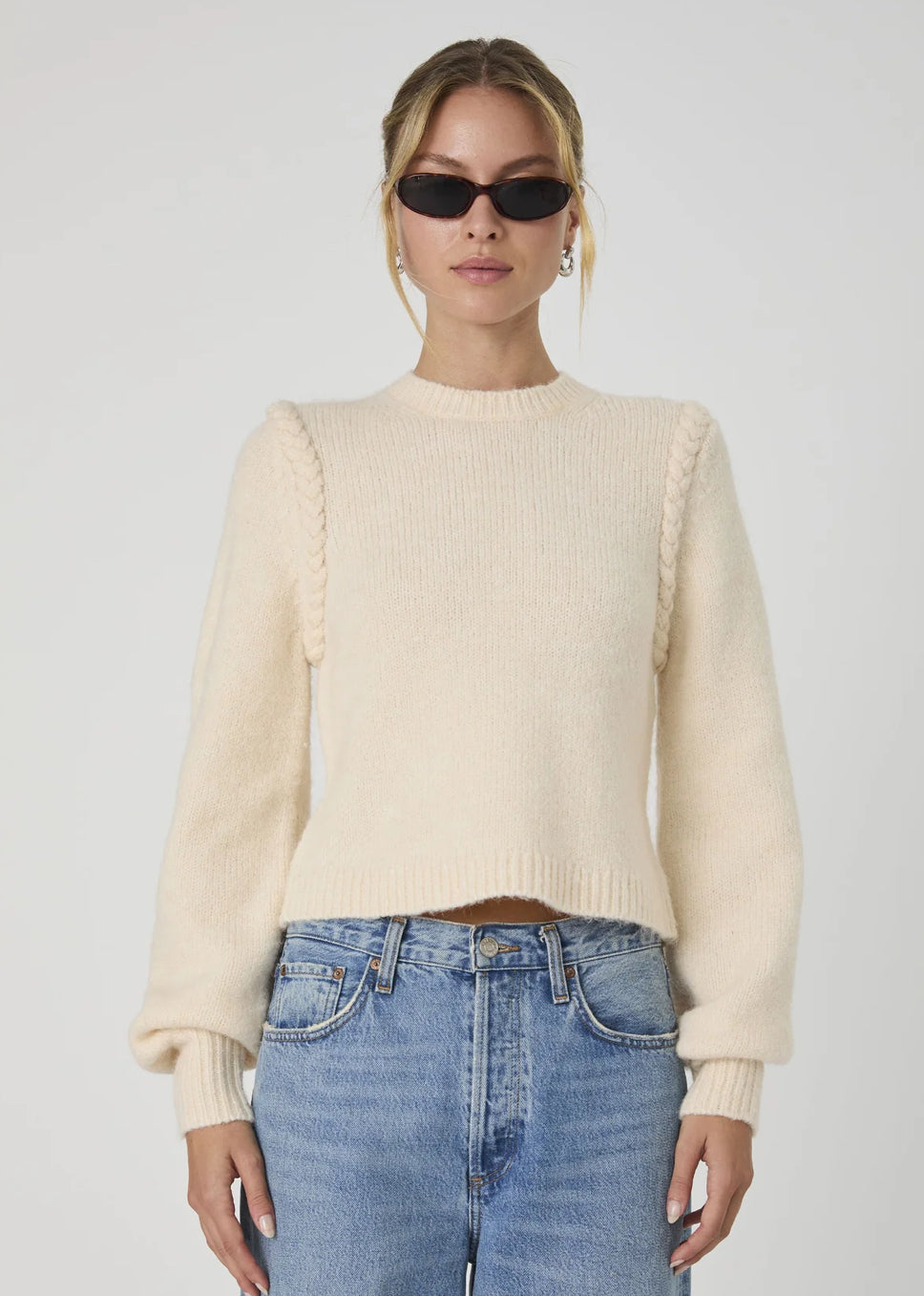 French Connection Fluffy Knit Braided Detail Sweater