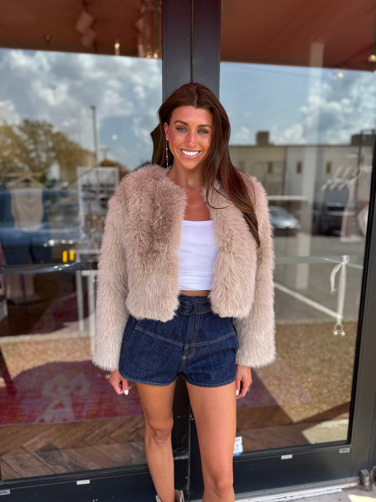 Blank NYC Prime Asset Fur Jacket in Sand