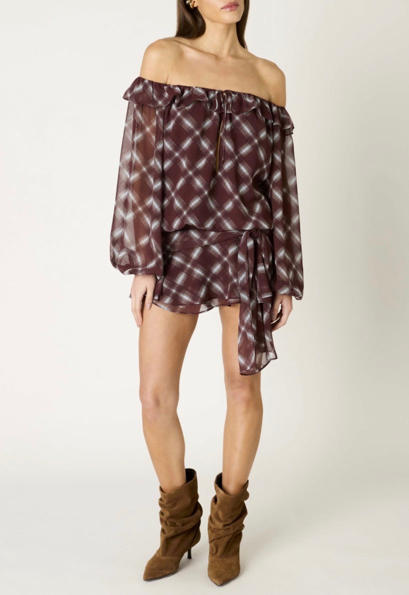 Nia Lucero Top & Encina Skirt Set in Merlot