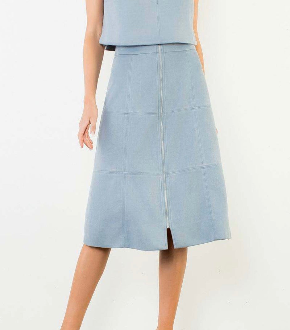 Jefferson Suede Midi Skirt in Blue