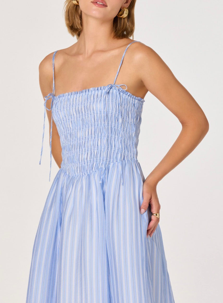 ASTR Lahela Dress in Blue Stripe