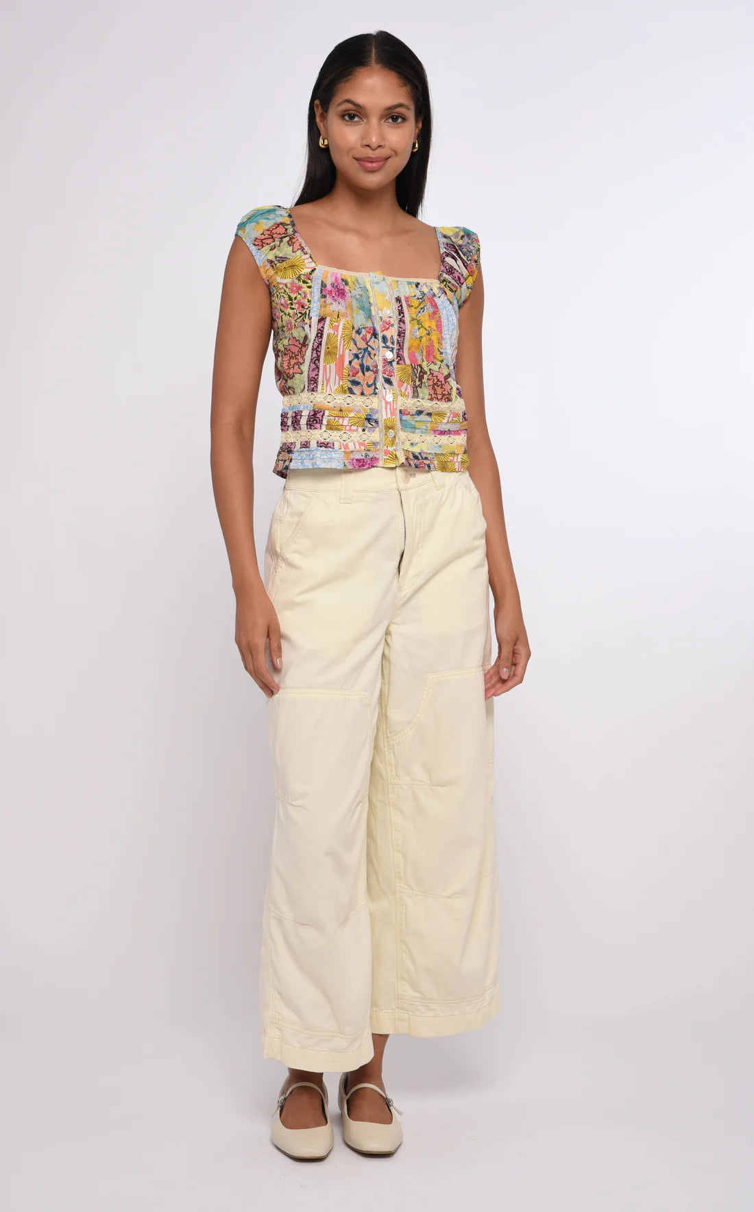 Love The Label Shiri Top in Petunia Patchwork Print