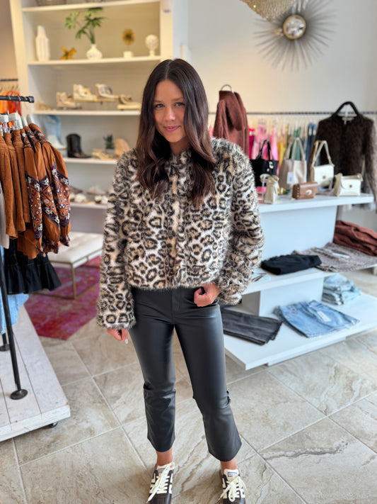 Cece Leopard Fur Jacket