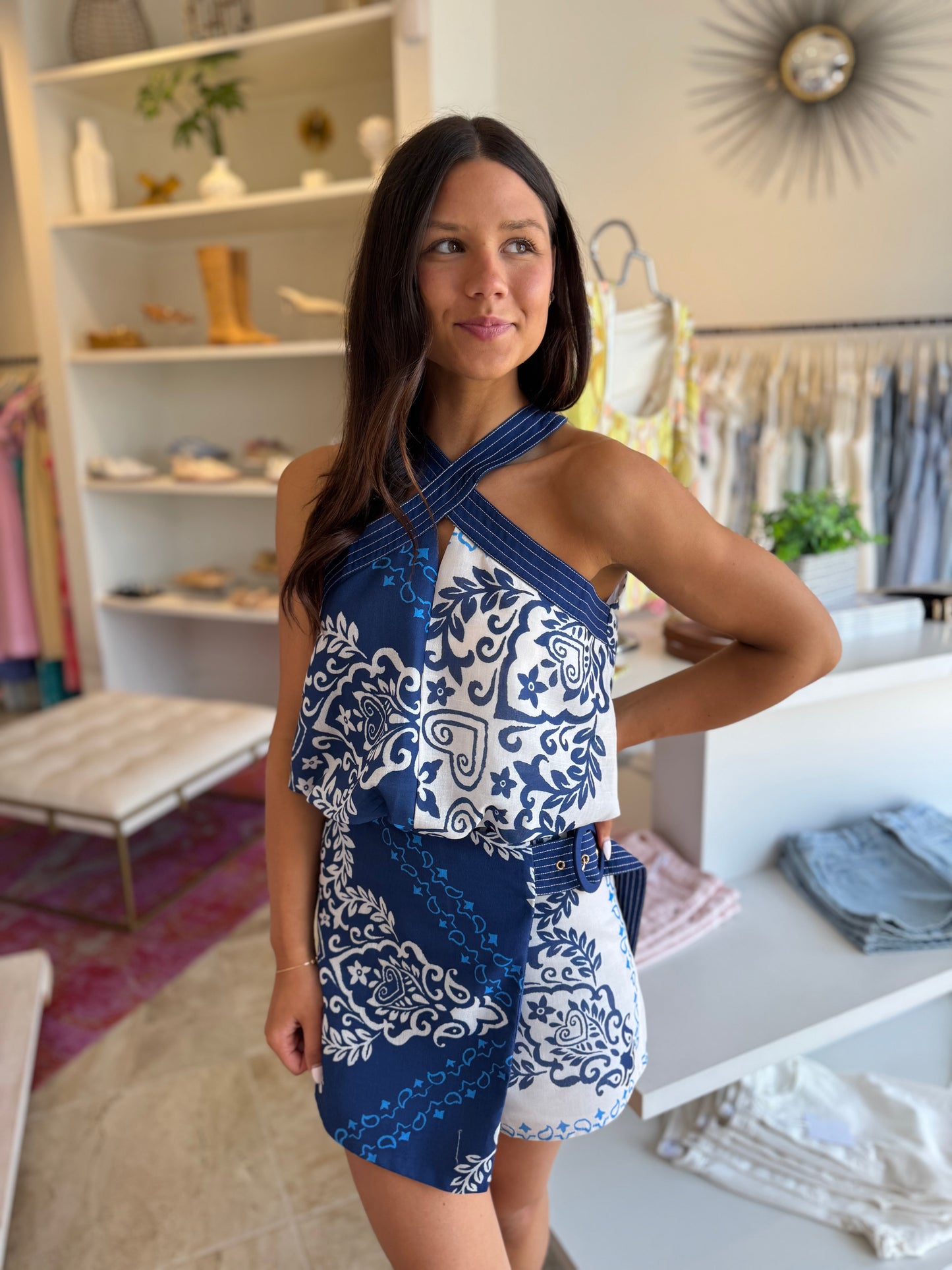 Ciebon Zenia Halter Top & Abigail Wrap Skort in Navy