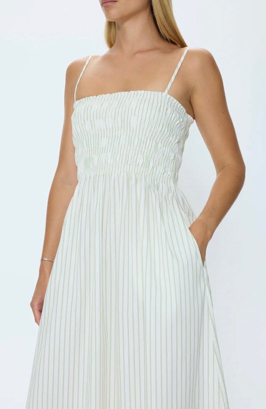 Pistola Bianca Shirred Bodice Dress in Sage Egret