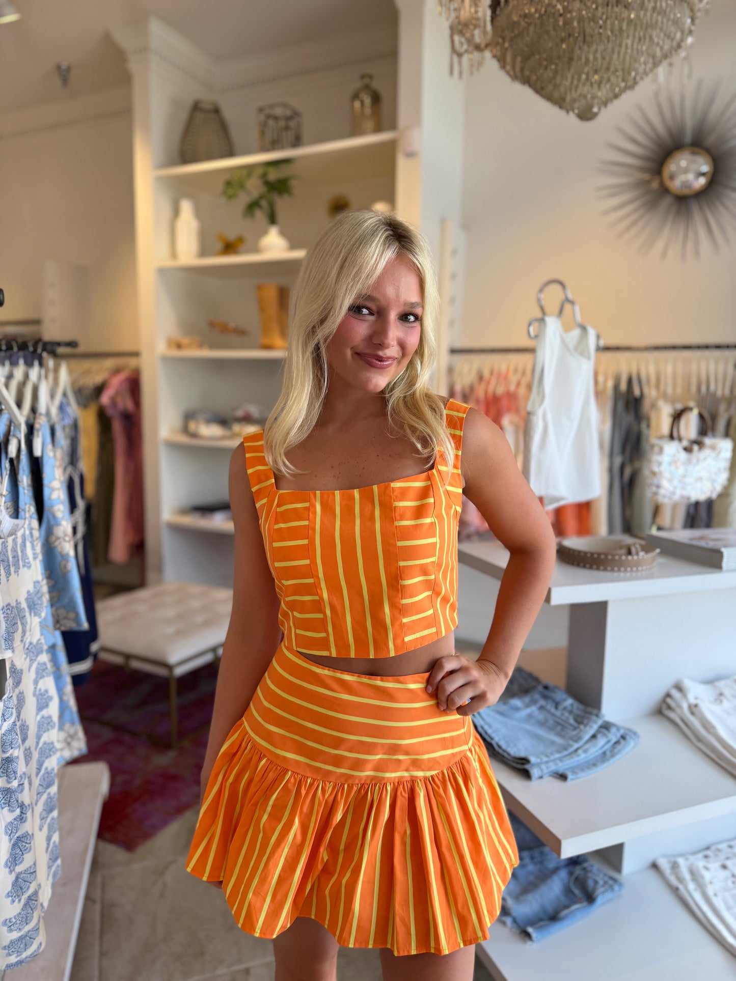 Emerson Top & Skirt Set in Orange
