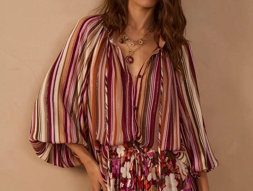 Dress To Lurex Front Ties in Aurora Stripes