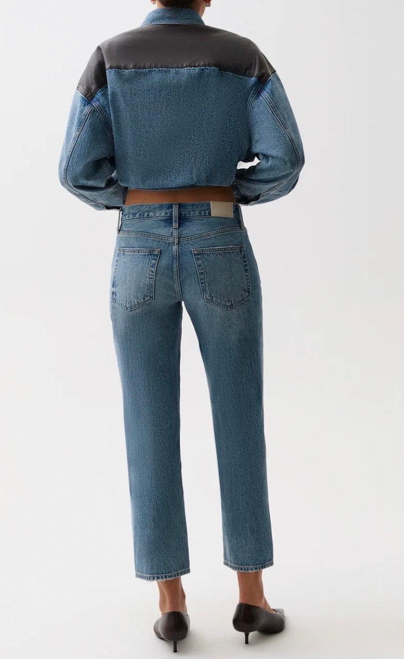 Pistola Issa Ankle Mid Rose Relaxed Ankle Straight Jean in Metropolis