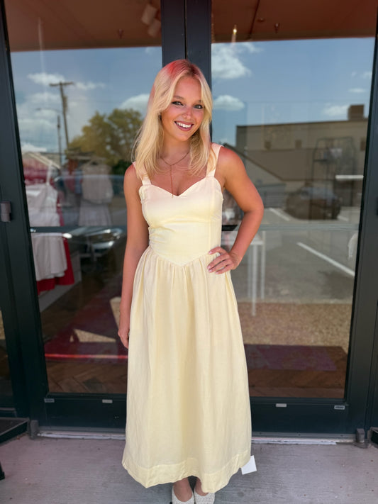 Shore Loretta Dress in Butter Yellow