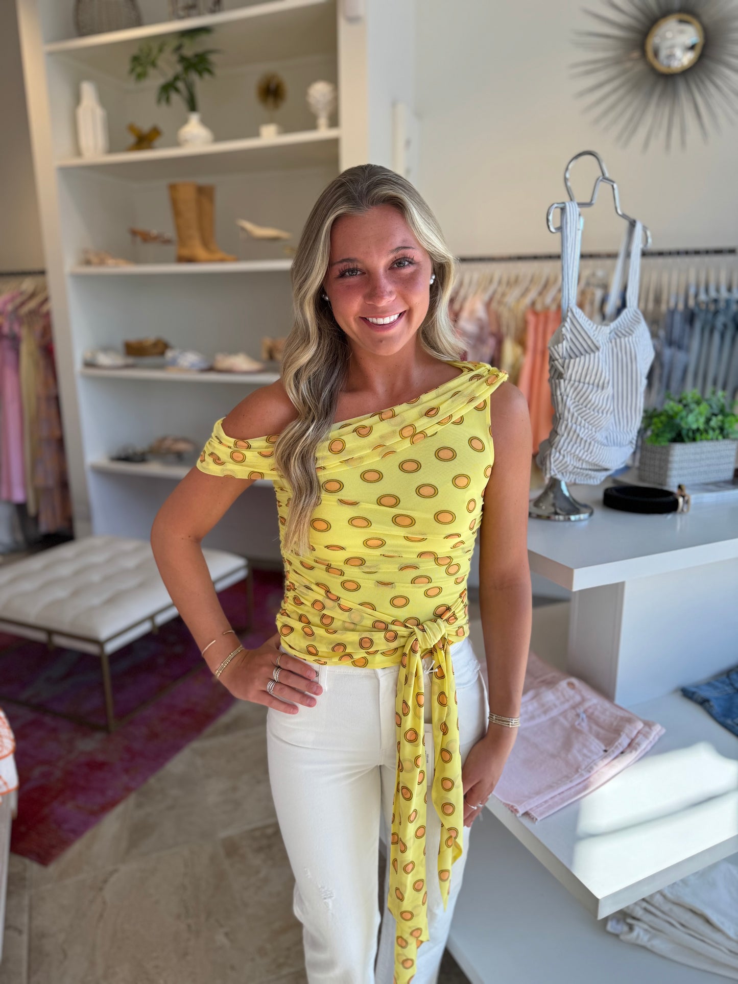 AFRM Sophie Top in Deco Dot