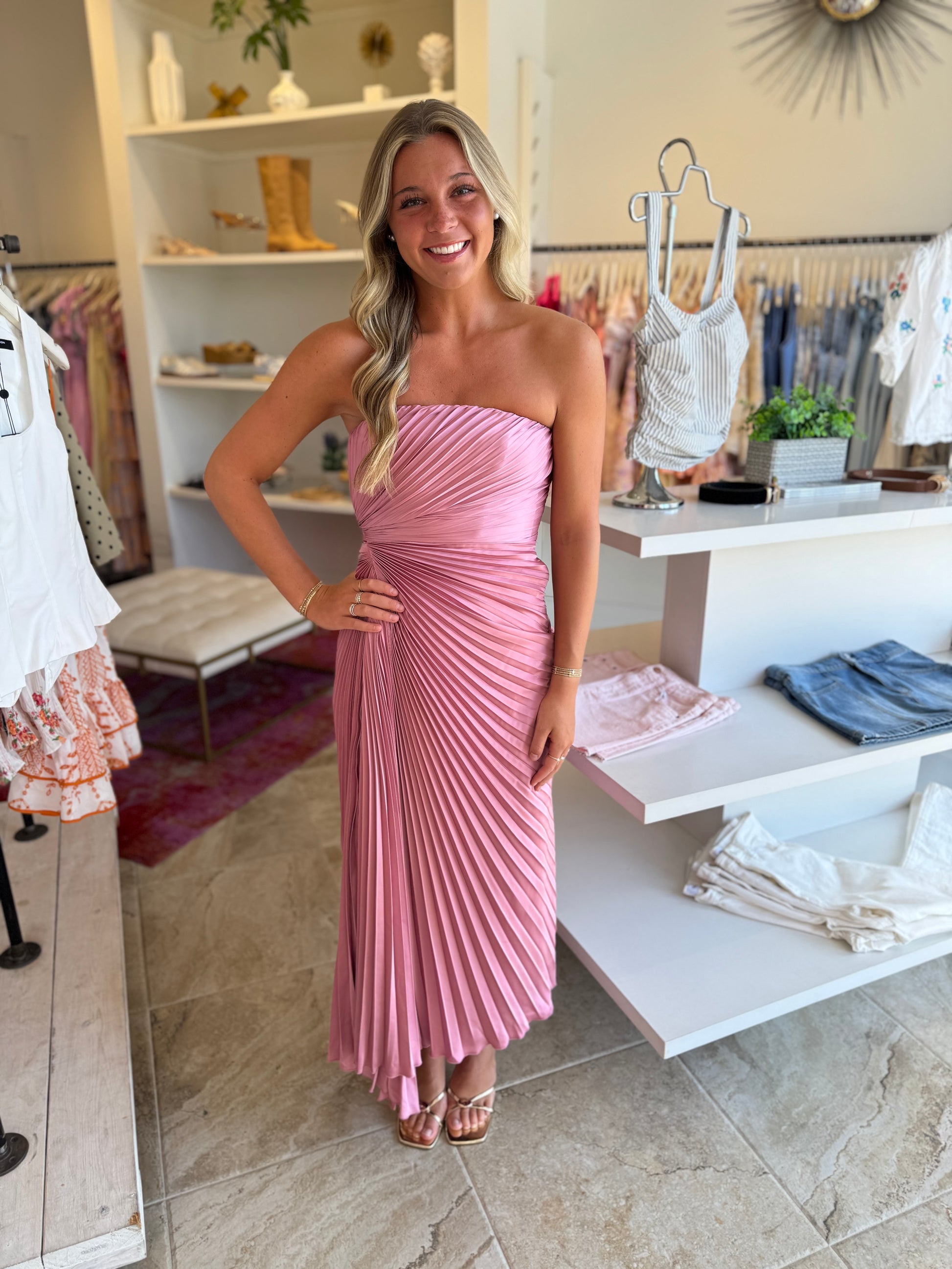 AMUR Women's Everyn Pleated Gown - Pink - Size 0