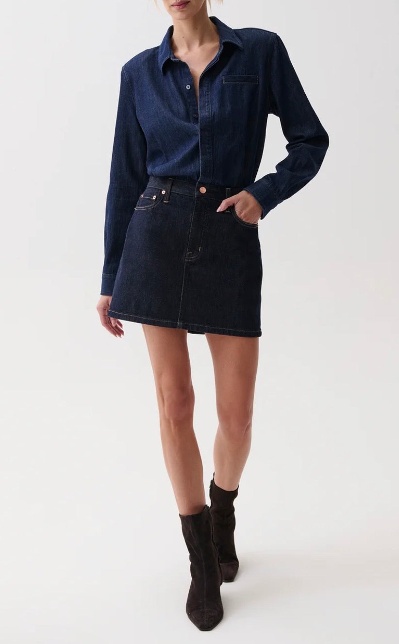 Pistola Pixie Mix Media Dress in Celeste
