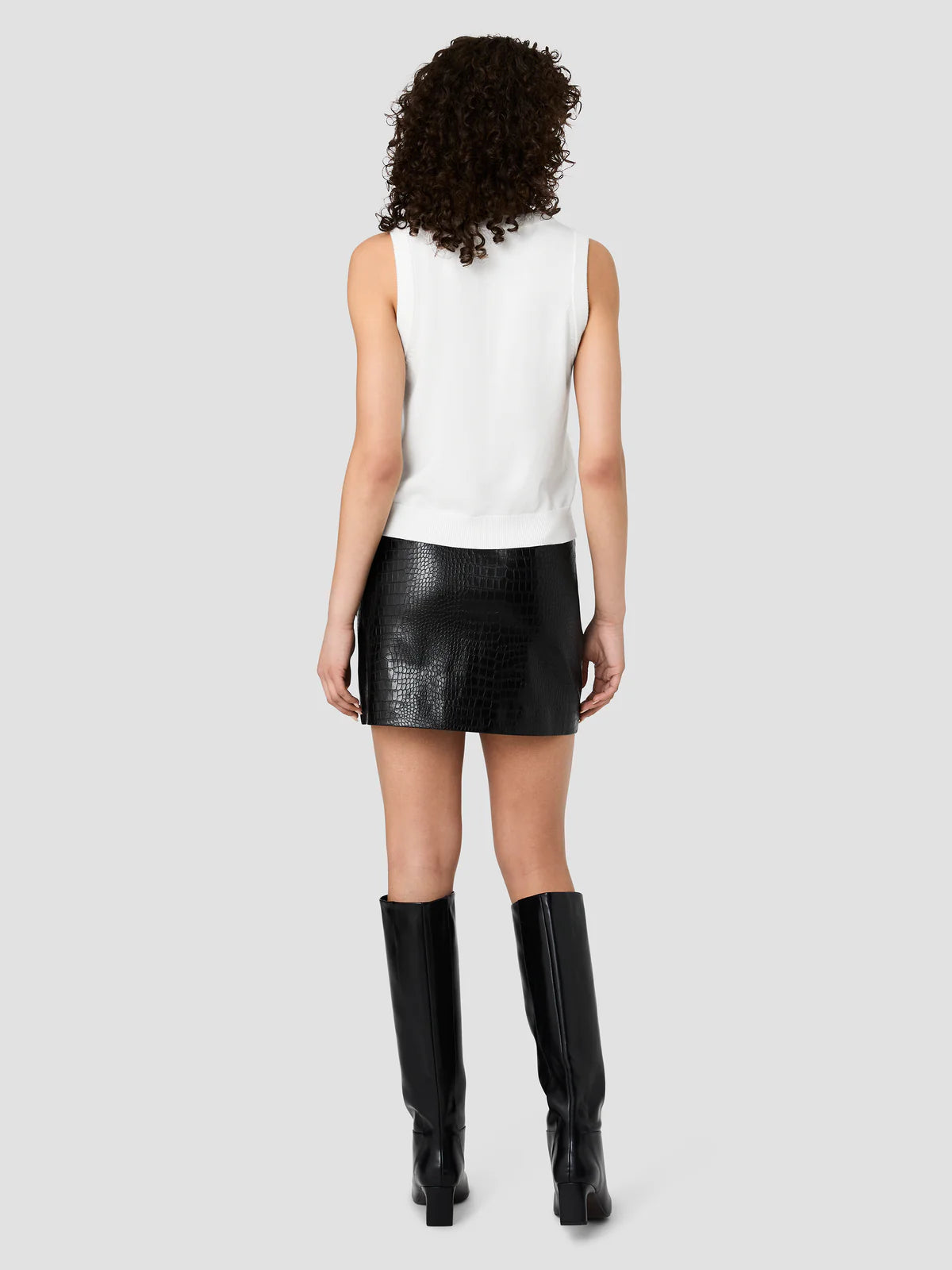 French Connection Willa Knit Vneck Vest in Porcelain Cream