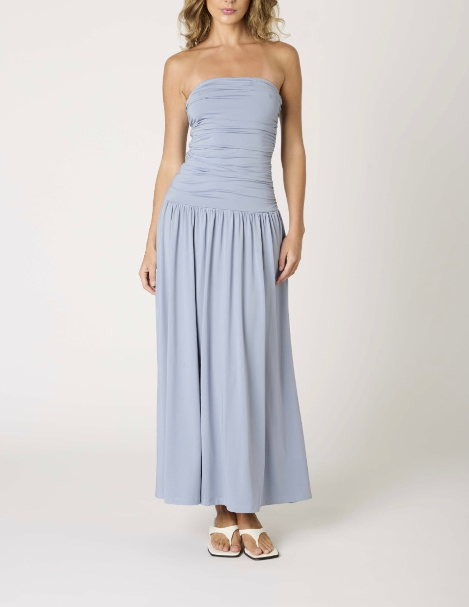 Nia Santal Dress in Slate Blue