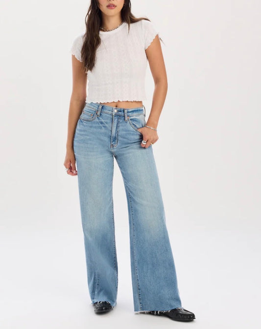Daze Far Out High Rise Wide Leg in Fools Gold