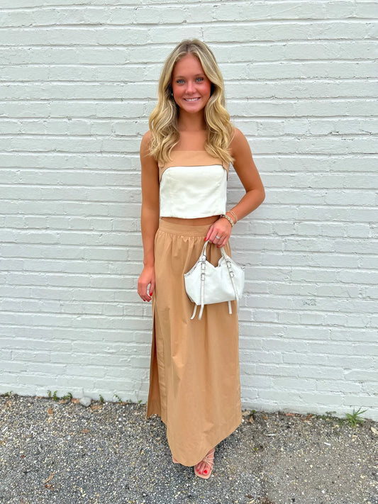 Dress To Side Slit Cotton Cropped Skirt