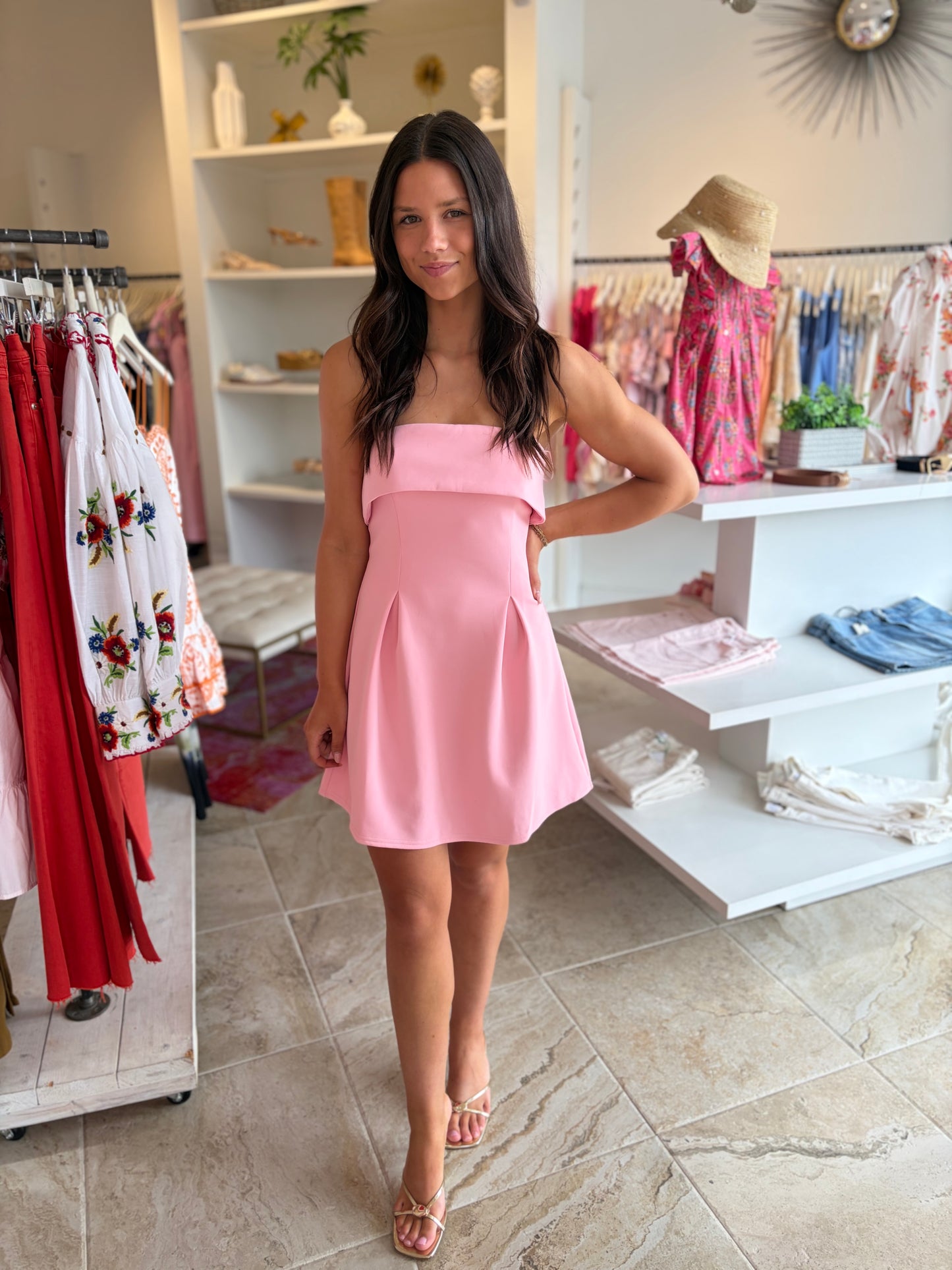 Margo Strapless Mini Dress in Pink