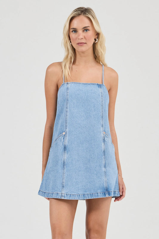 Rolla's Deco Denim Cami Dress in Vintage Stone