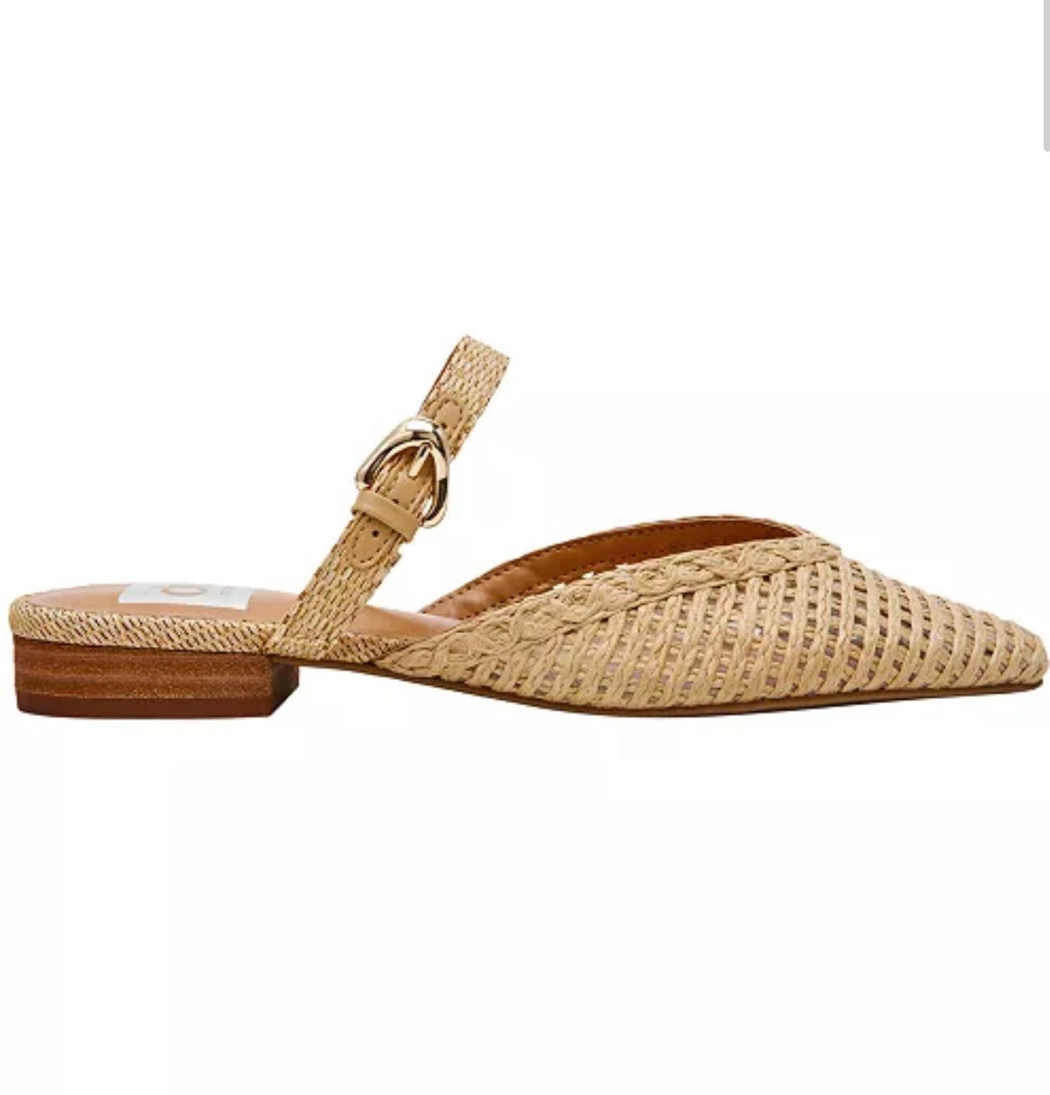 DV Dolce Vita Dominca Woven Buckle Flat Mule in Natural Raffia