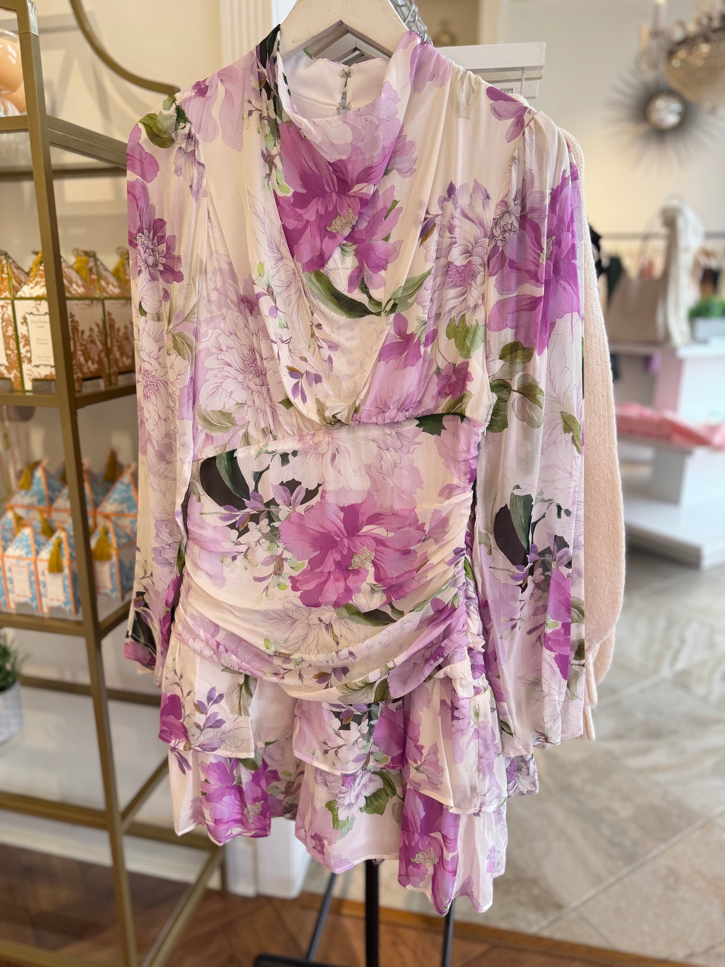 Lavender Brown Presley Dress in Lilac Combo