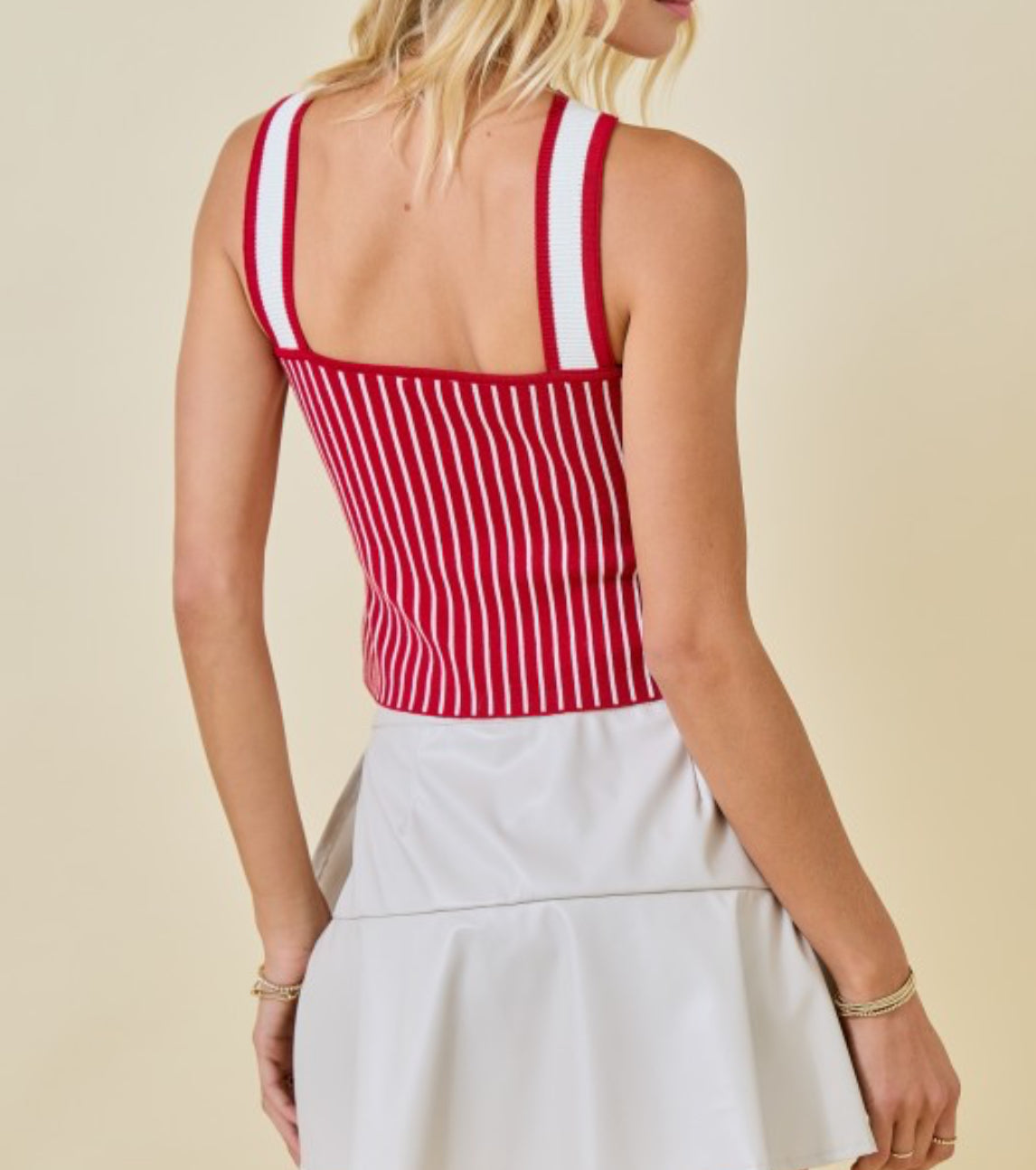 Ryleigh Contrast Halter in Crimson / White