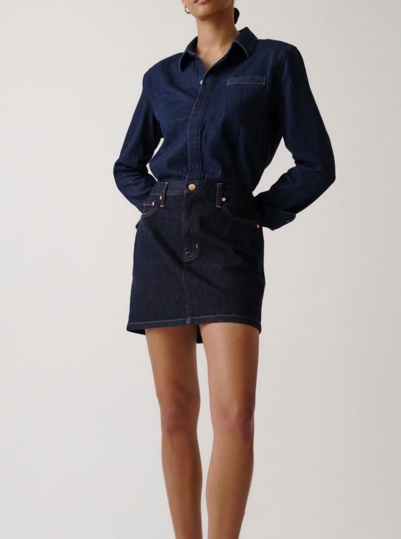 Pistola Pixie Mix Media Dress in Celeste