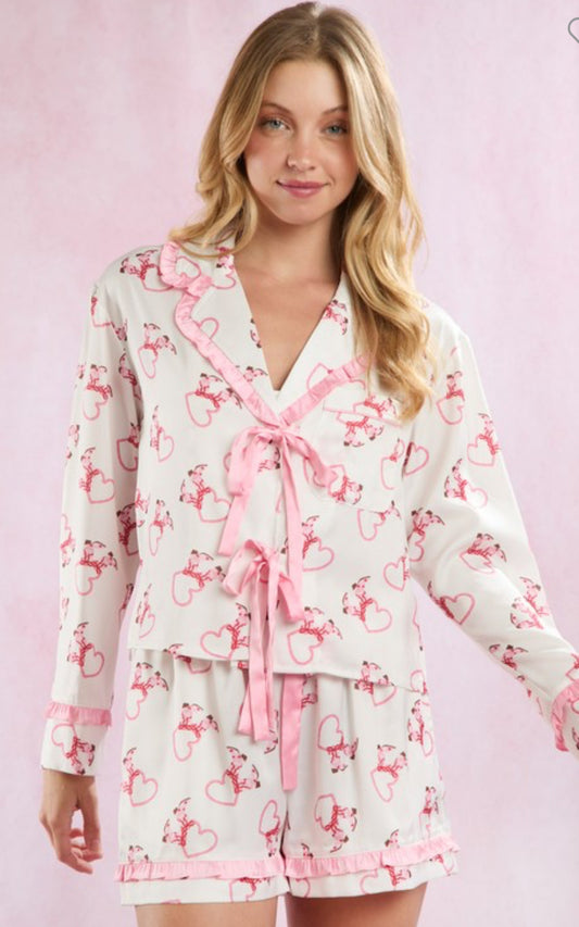 Satin Heart Pajamas