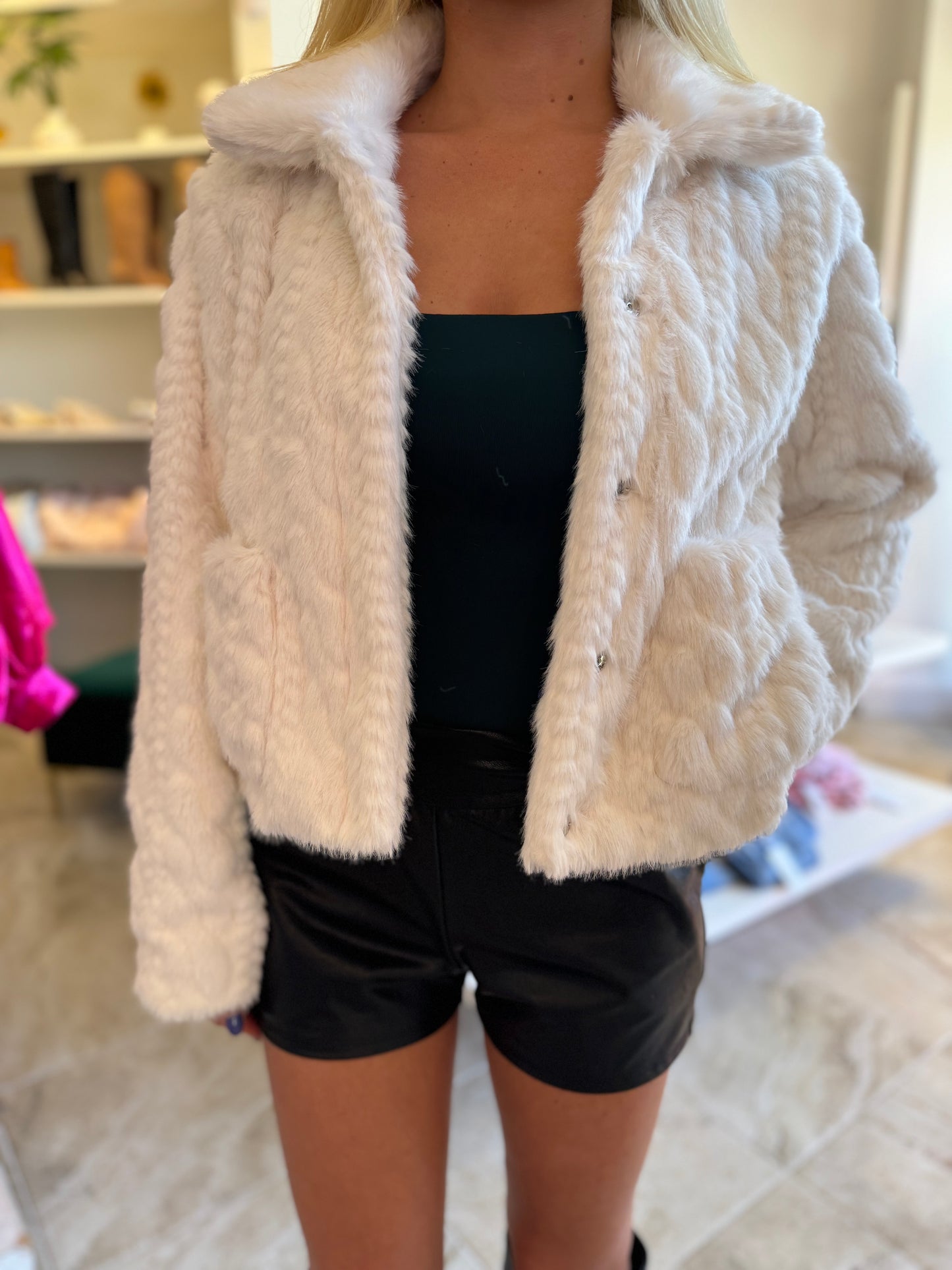 Ciebon Irini Cable Fur Jacket