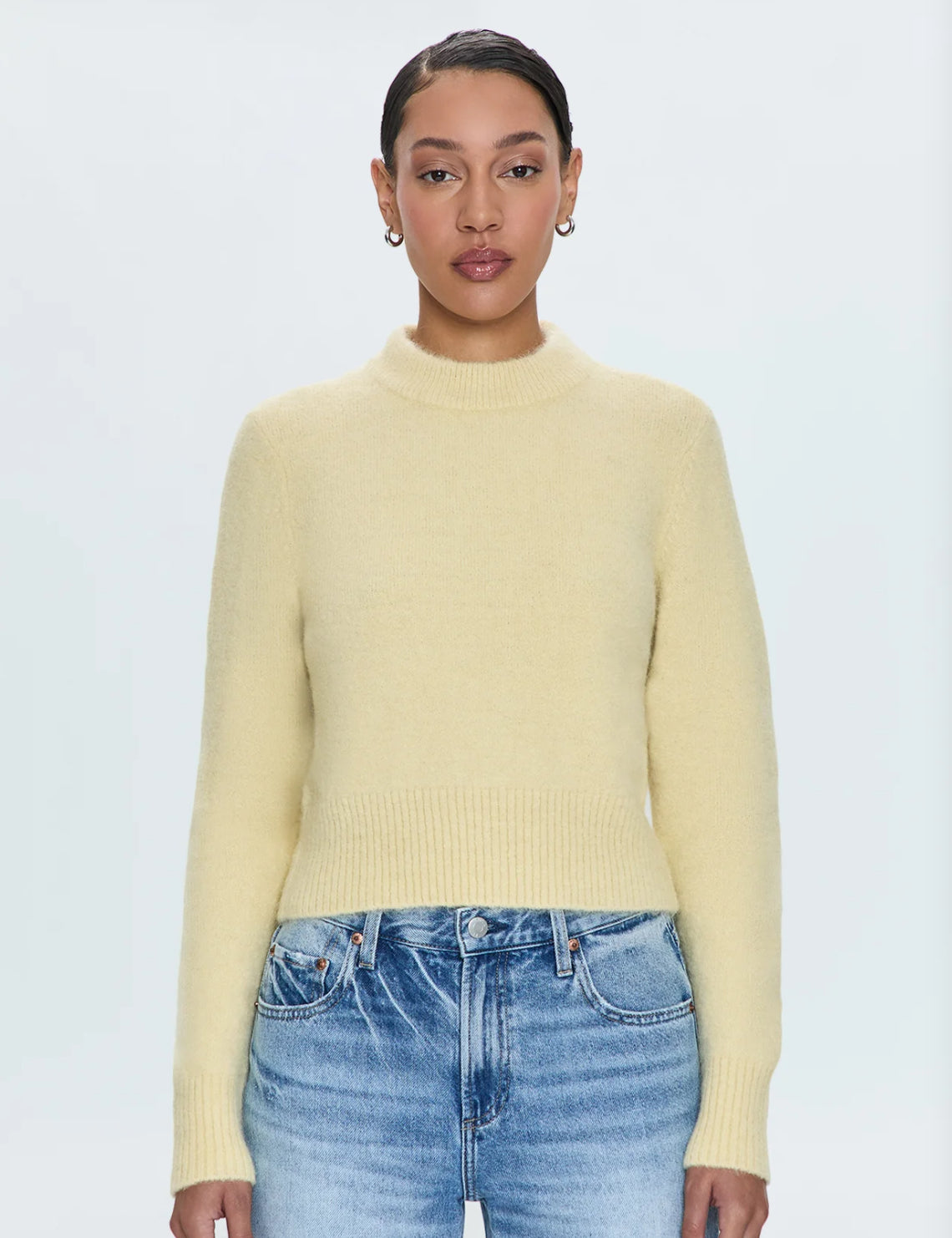 Pistola Sara Shrunken Crewneck in Soft Yellow