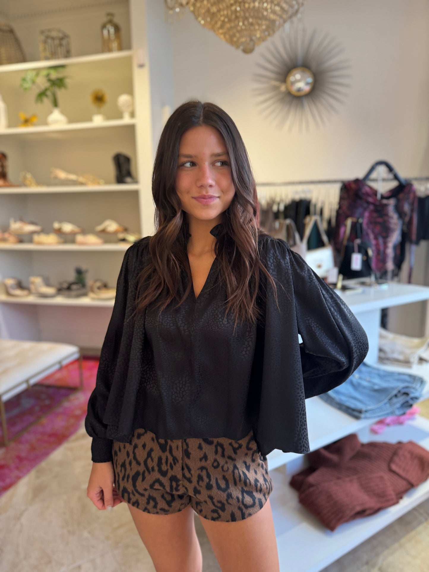 Line & Dot Zahara Shorts in Brown Multi