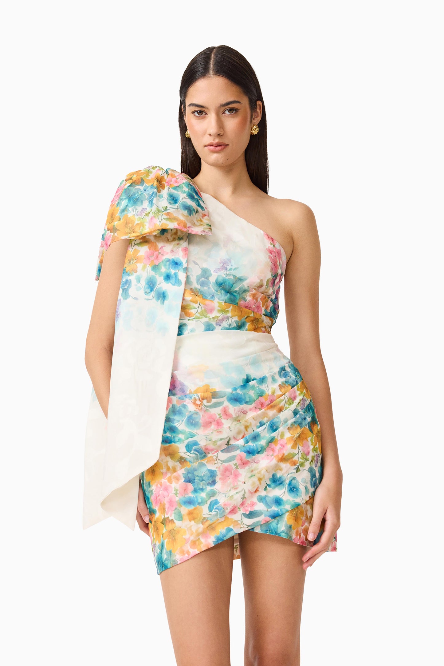 Elliatt Clementina One Shoulder Dress in Multi