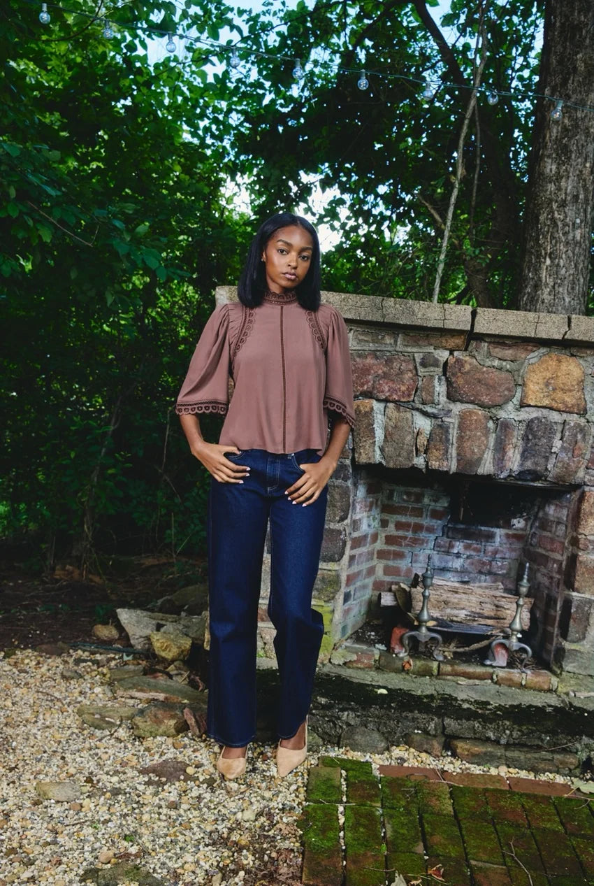 Love The Label Fiona Short Sleeve Top in Partridge