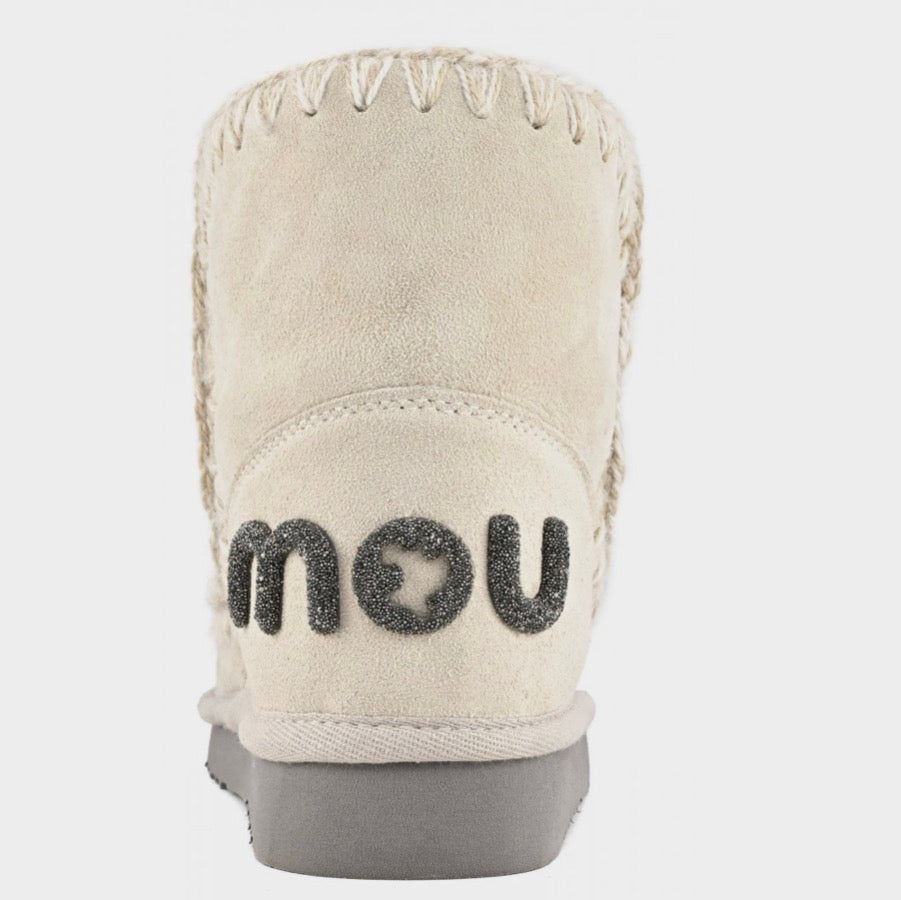 Mou Eskimo 18 Suede Glitter Logo Boot in Chalk