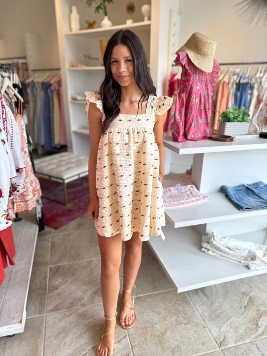 For Love & Lemons Aster Babydoll Mini Dress in White
