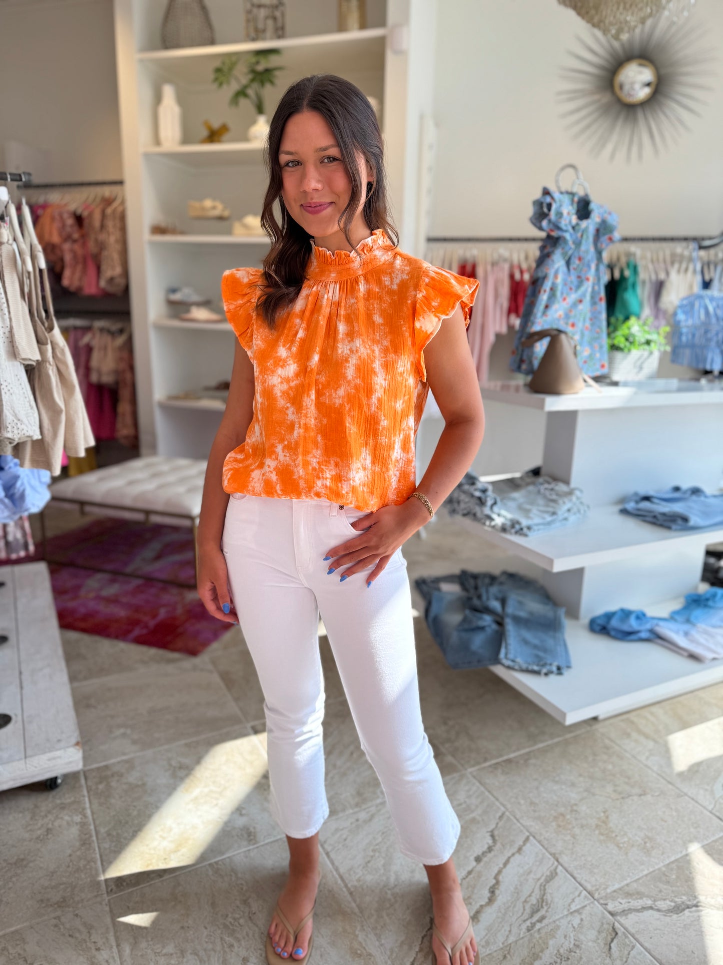 Knox Tie Dye Ruffle Blouse