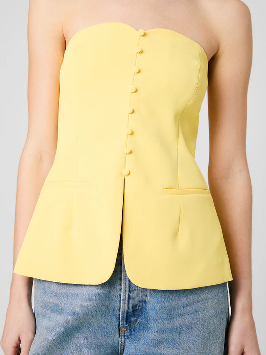 French Connection Harry Suiting Strapless Top in Daisy Yellow