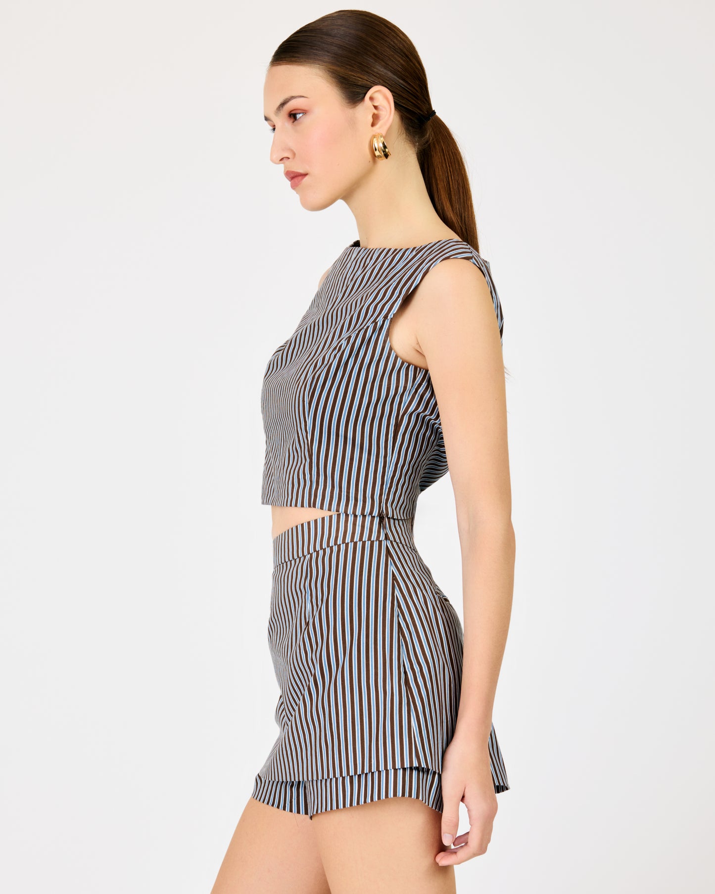 Line & Dot Chandler Top & Skort Set in Brown Multi