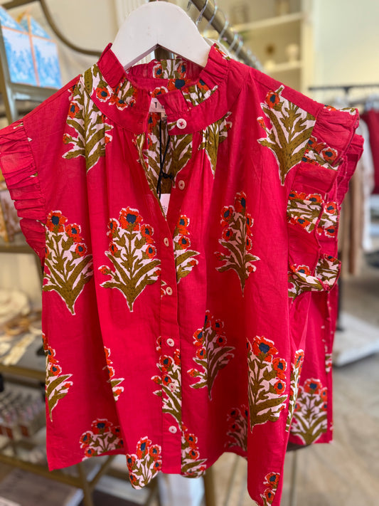 Lyon Floral Flutter Sleeve Top