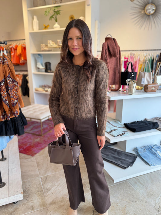 ASTR Katria Cardigan in Brown Cheetah