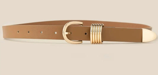Lollie Multi Ring Vegan Leather Belt in Taupe