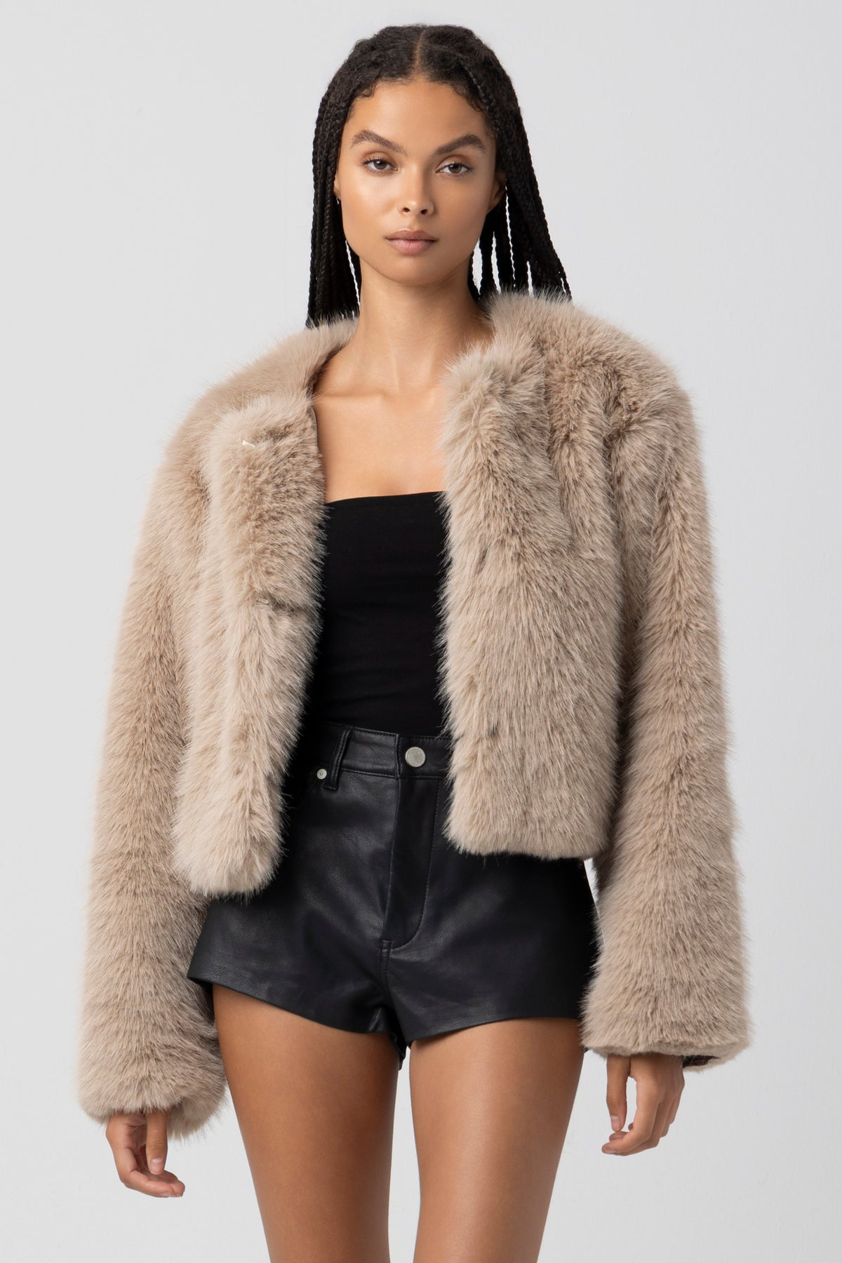 Blank NYC Prime Asset Fur Jacket in Sand