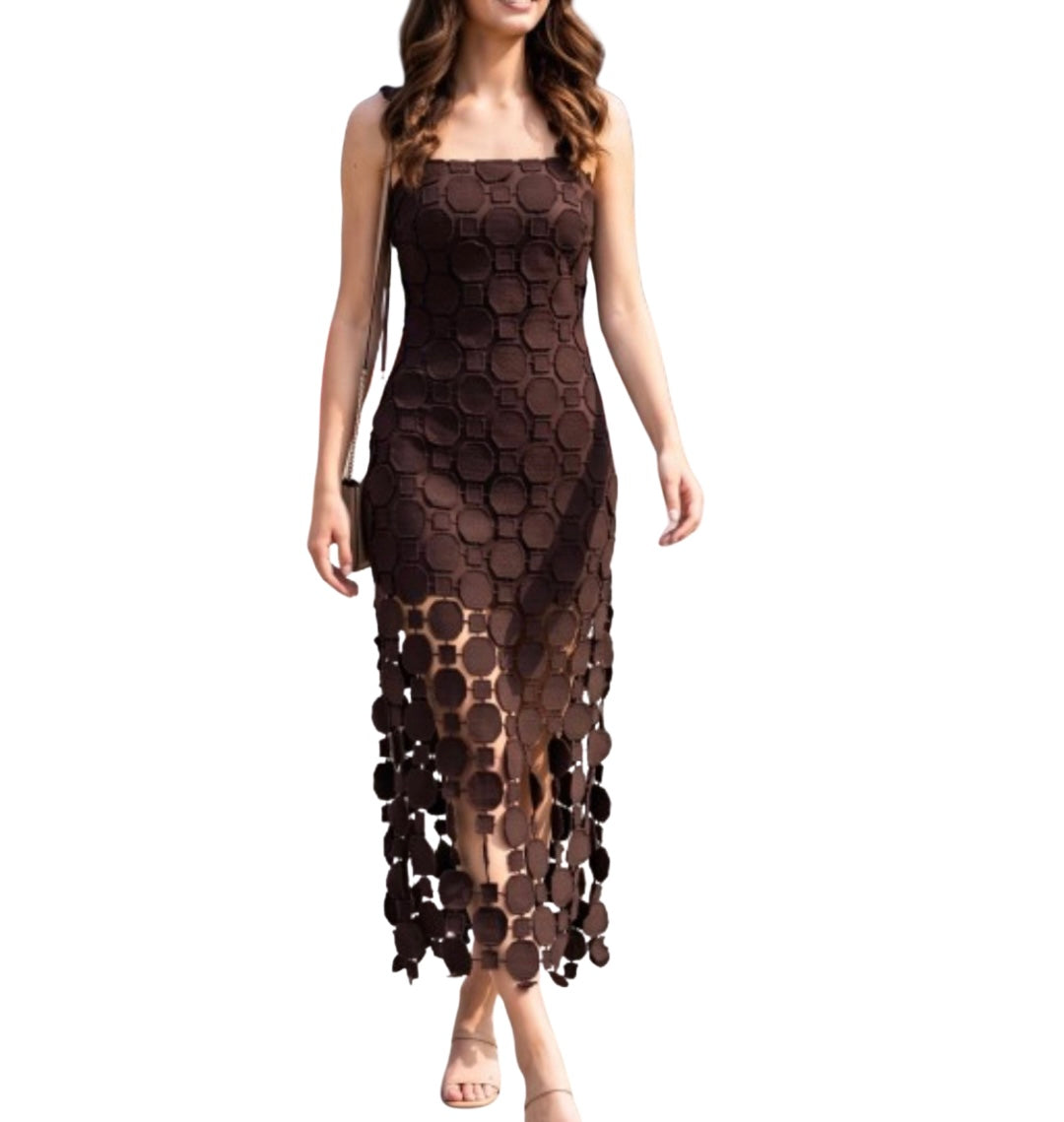 Stella Midi Dress in Chocolate