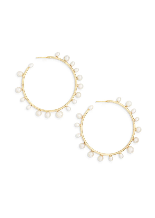 Ever Alice Pearl Hoops Large