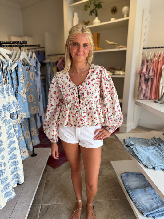 For Love & Lemons Cherry Mae Top in Cream