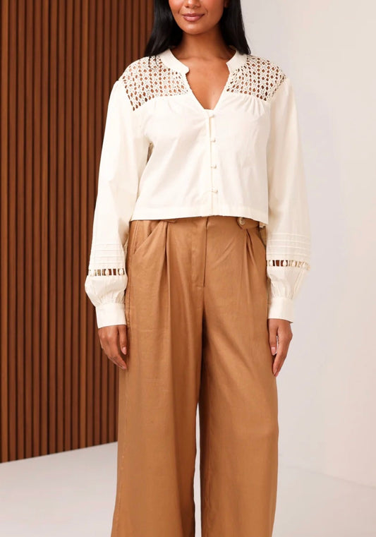 Shore Maren Longsleeve Blouse in Vanilla Shell