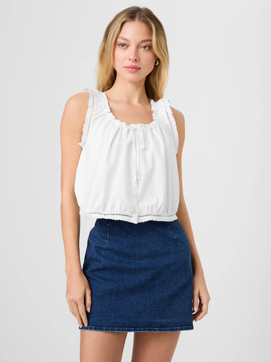 French Connection Alissa Cotton Sleeveless Top in Linen White