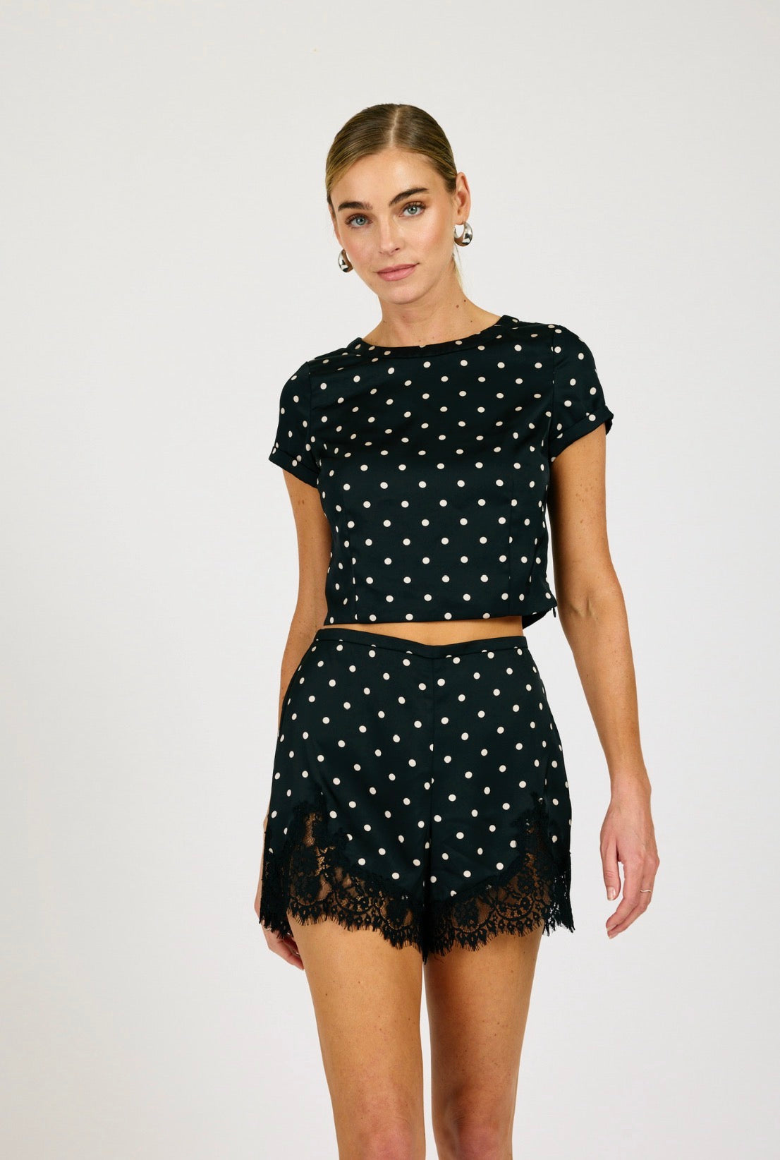Line & Dot Sophie Top & Short Set in Black