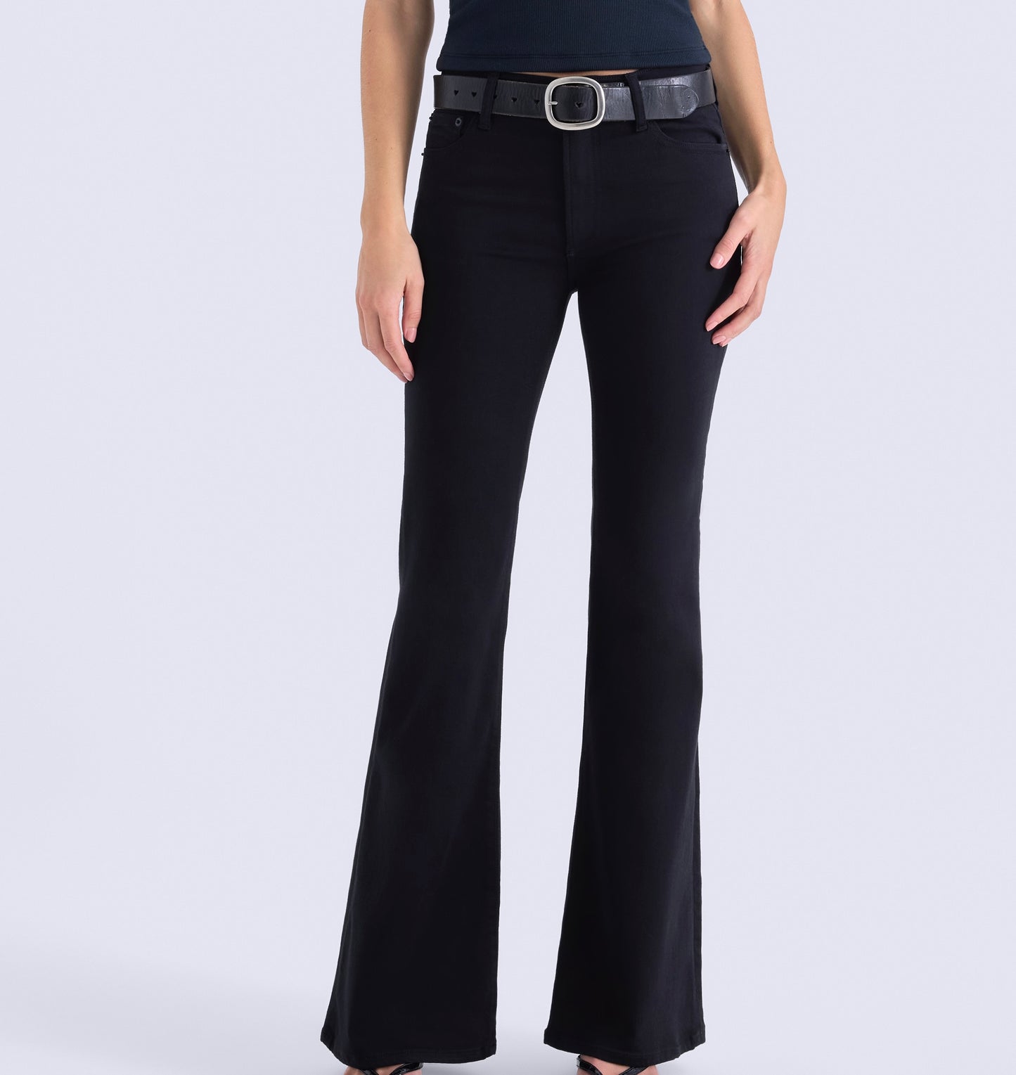 Pistola Kinsley Mid Rise Ultra Flare Pant in Noir