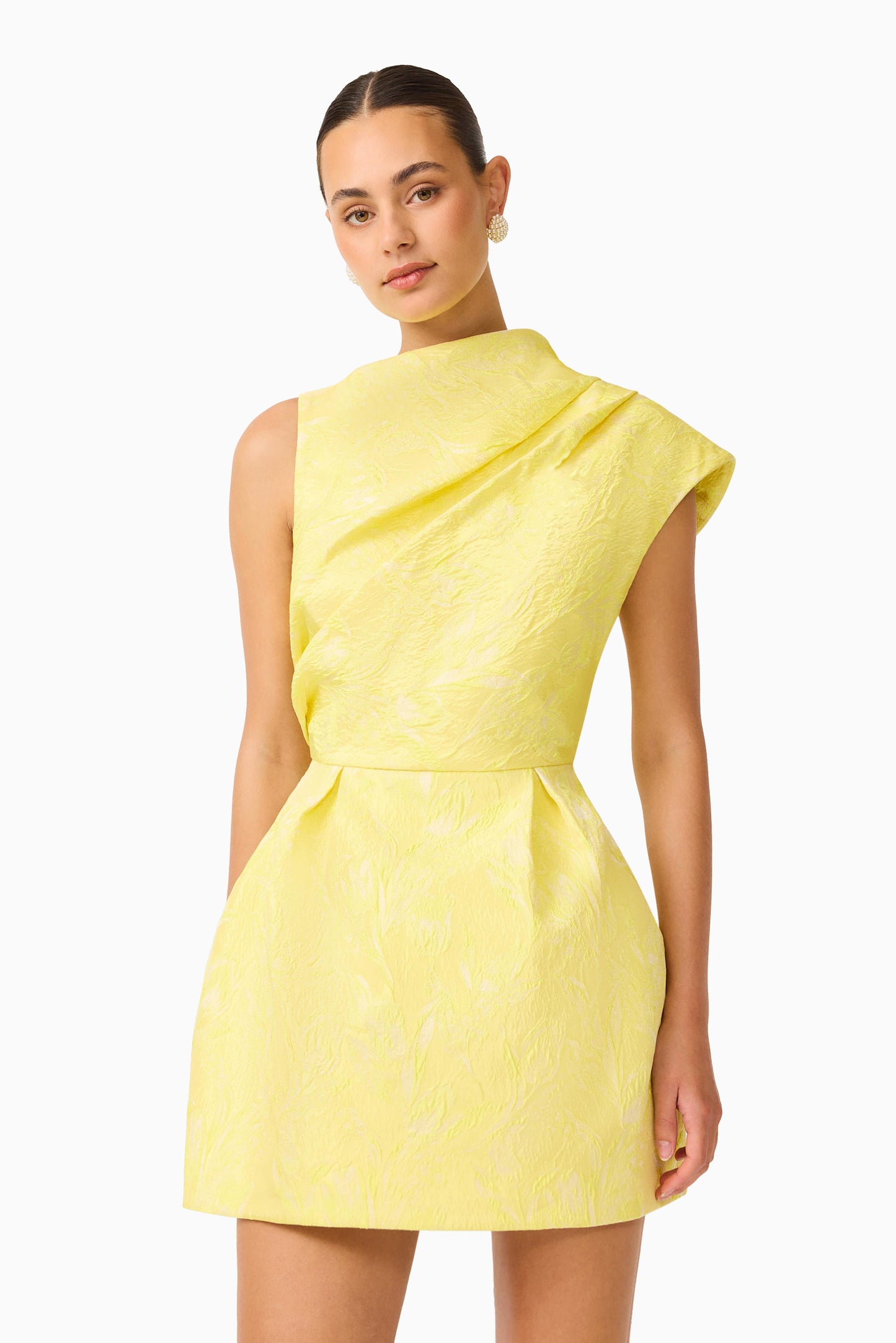 Elliatt Luella Asymmetric Mini Dress in Yellow